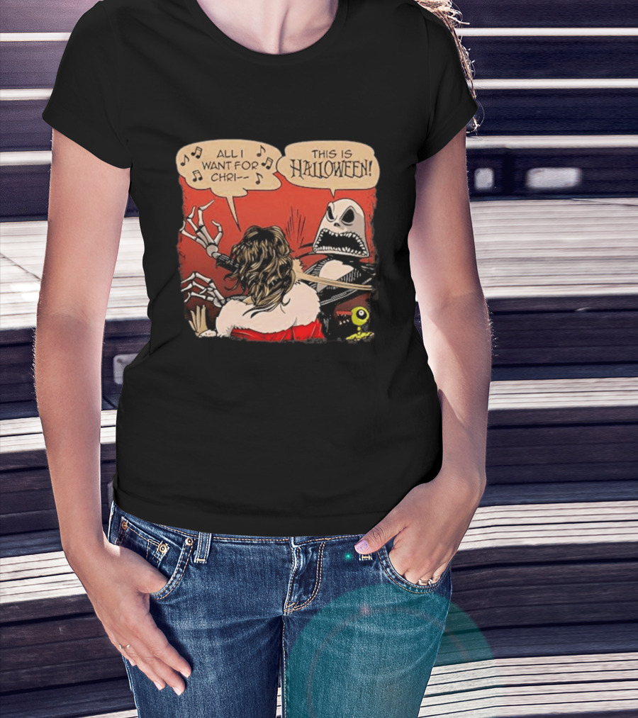 All I Want For Christmas Is This Is Halloween Comic Mashup T-Shirt