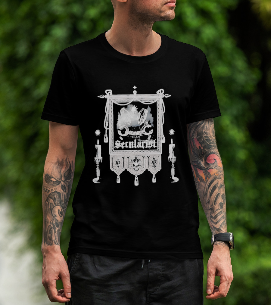Secularist Symbolism With Chains And Wings On Tapestry T-Shirt