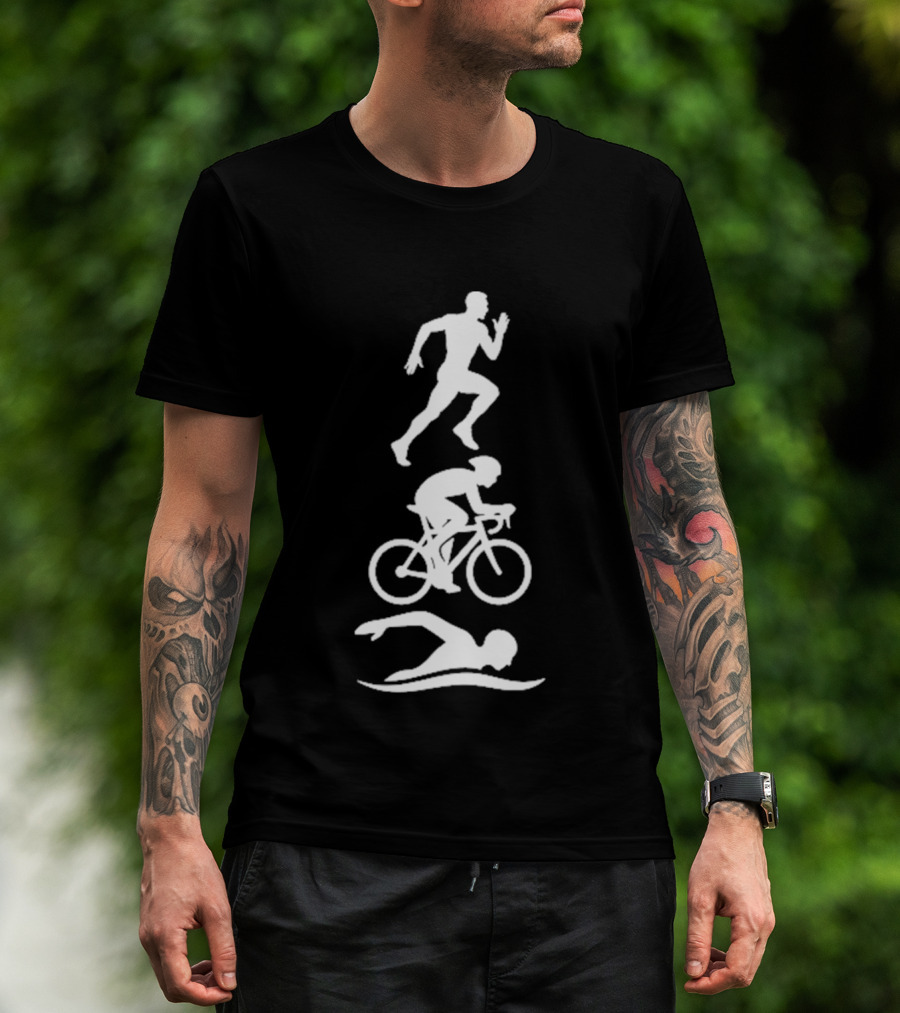 Triathlete Swim Bike Run Iconic Silhouette Athlete Training T-Shirt