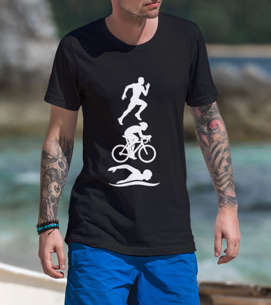 Triathlete Swim Bike Run Iconic Silhouette Athlete Training T-Shirt