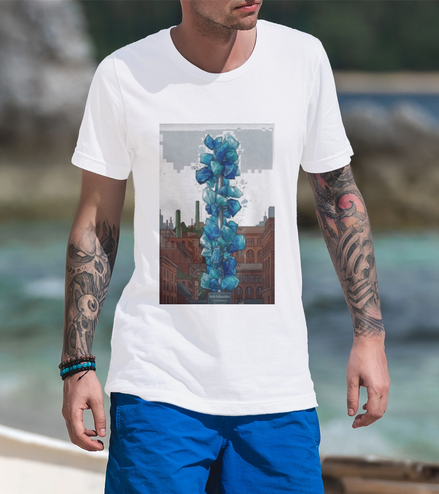 Bob Schneider Jazzbones Tacoma Washington August 7 2026 Blue Crystal Cityscape T-Shirt