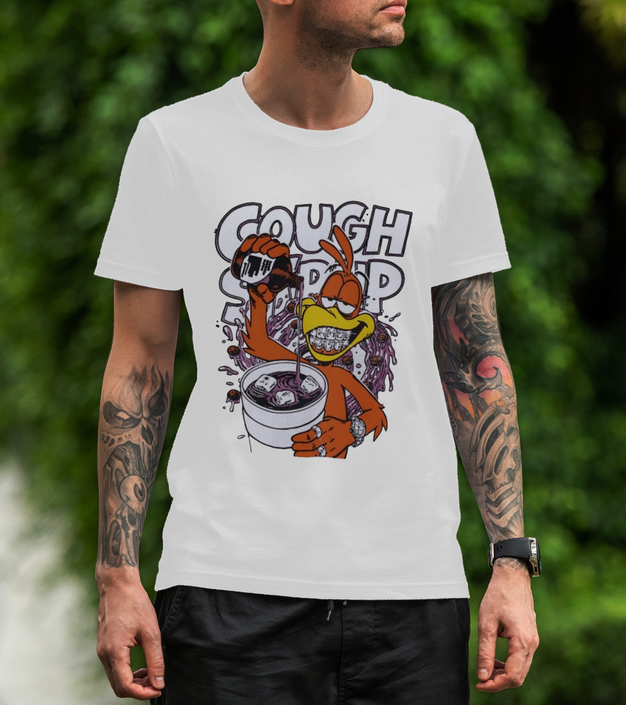 Cough Syrup Toucan Purple Drink Ice Braces Cartoon T-Shirt