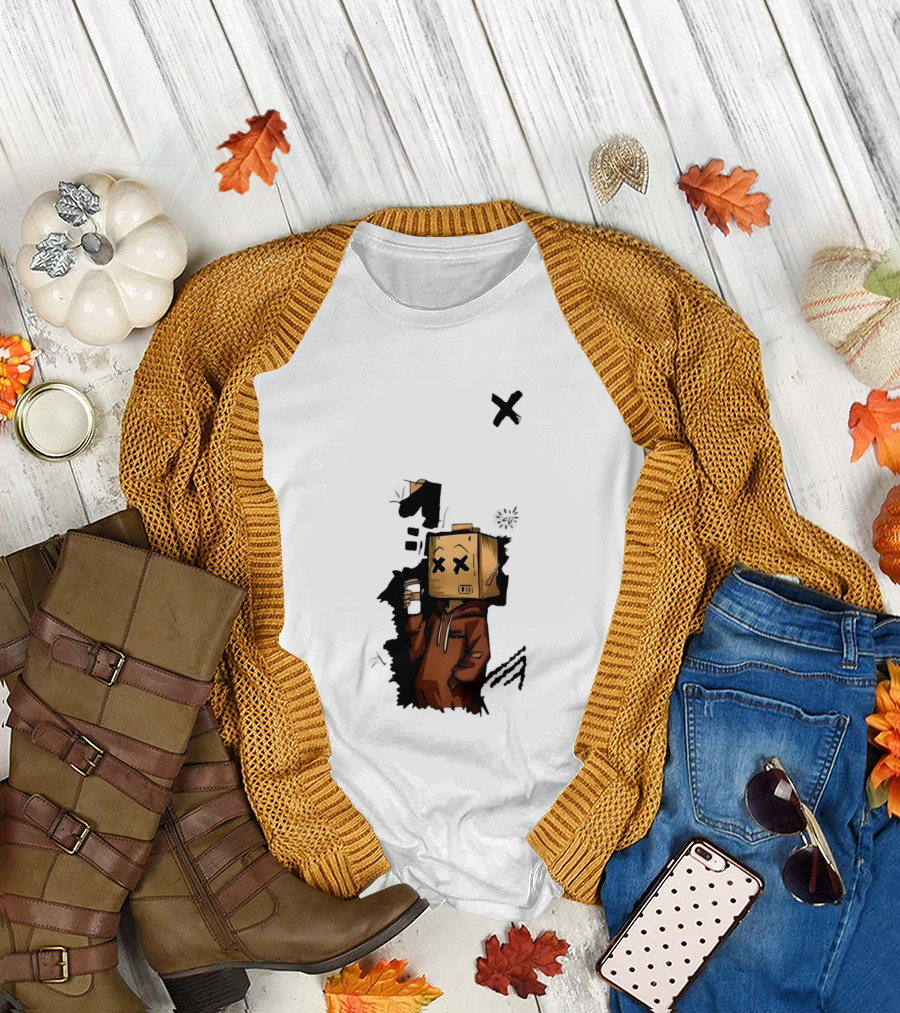 Good Person Box Head Drinking Coffee T-Shirt