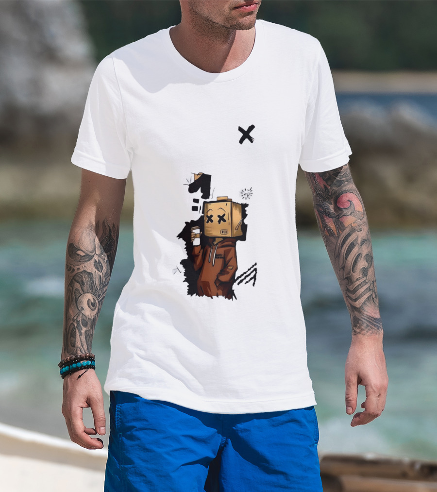 Good Person Box Head Drinking Coffee T-Shirt