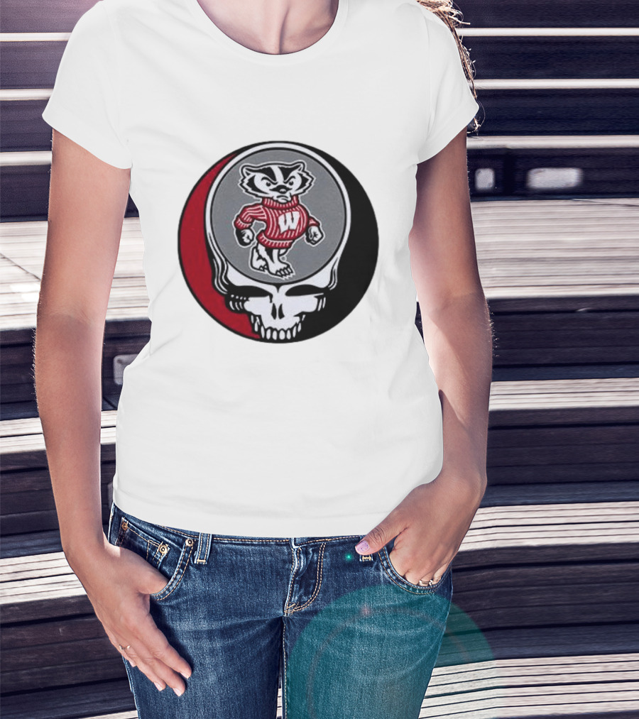 Grateful Dead Wisconsin Badgers Skull And Bucky T-Shirt