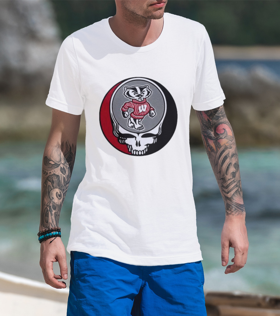 Grateful Dead Wisconsin Badgers Skull And Bucky T-Shirt