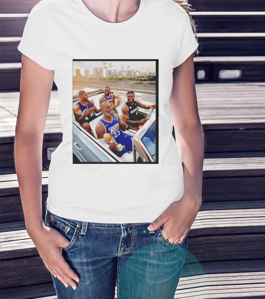 Lebron James Lakers Cavaliers Heat Champions Trophies Parade T-Shirt