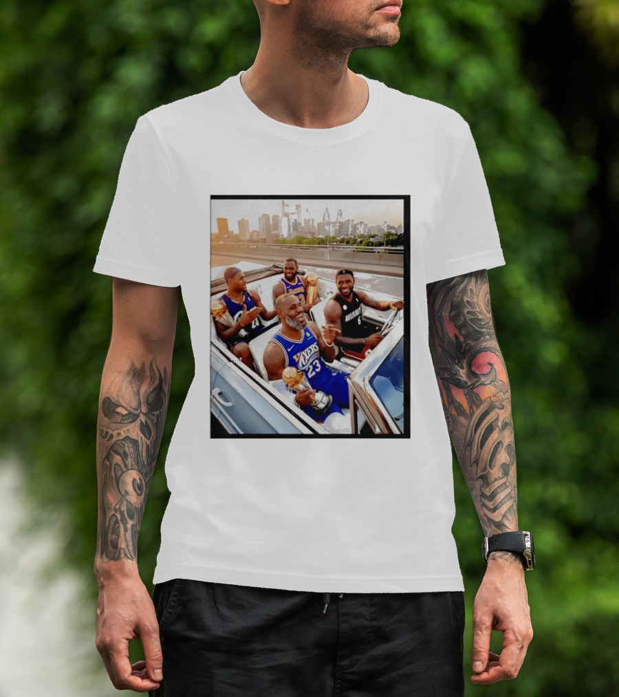 Lebron James Lakers Cavaliers Heat Champions Trophies Parade T-Shirt