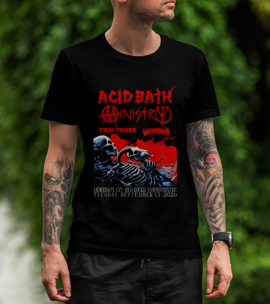 Acid Bath Ministry Twin Tribes Windhand Red Rocks Amphitheatre September 2026 Concert T-Shirt