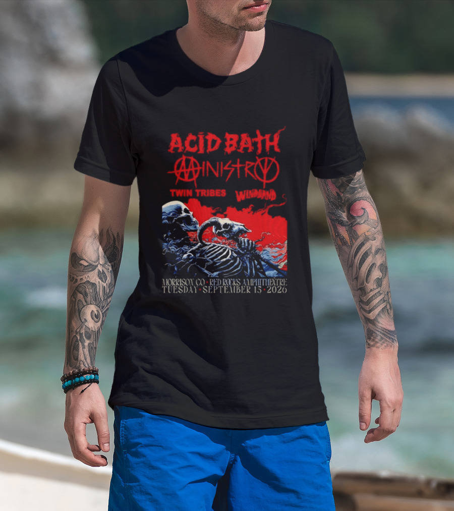 Acid Bath Ministry Twin Tribes Windhand Red Rocks Amphitheatre September 2026 Concert T-Shirt