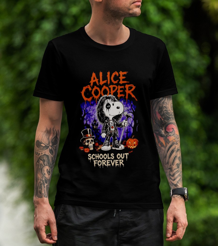 Alice Cooper Snoopy Schools Out Forever Halloween Punk Rock Mashup T-Shirt