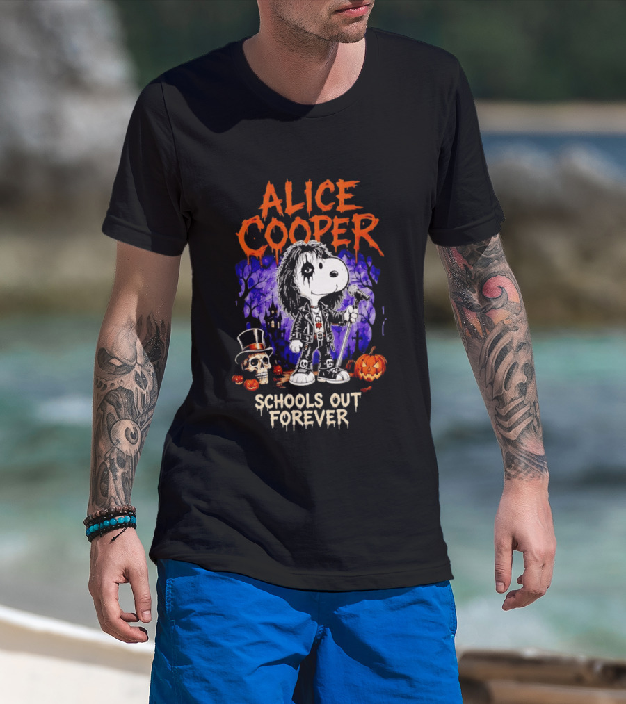 Alice Cooper Snoopy Schools Out Forever Halloween Punk Rock Mashup T-Shirt
