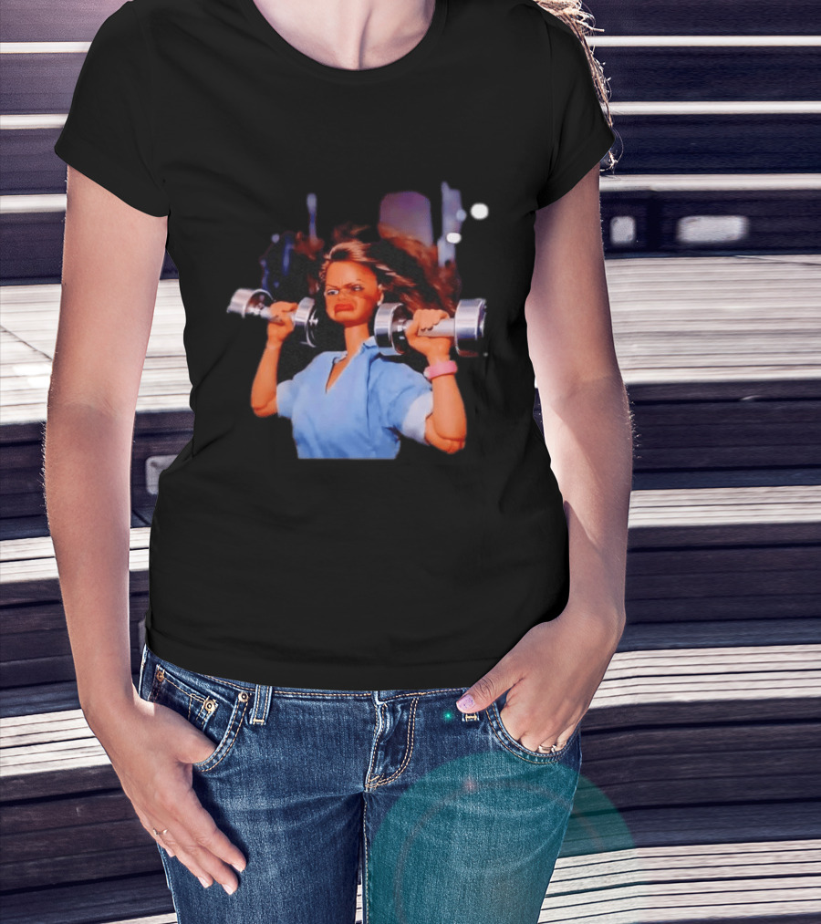 Barbie Lifting Weights Gym Meme Motivational Fitness Humor T-Shirt