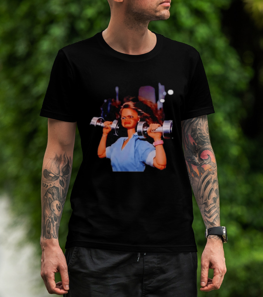 Barbie Lifting Weights Gym Meme Motivational Fitness Humor T-Shirt