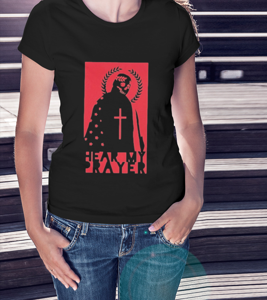 Hear My Prayer Skull Reaper Cross Halo Laural Wreath T-Shirt