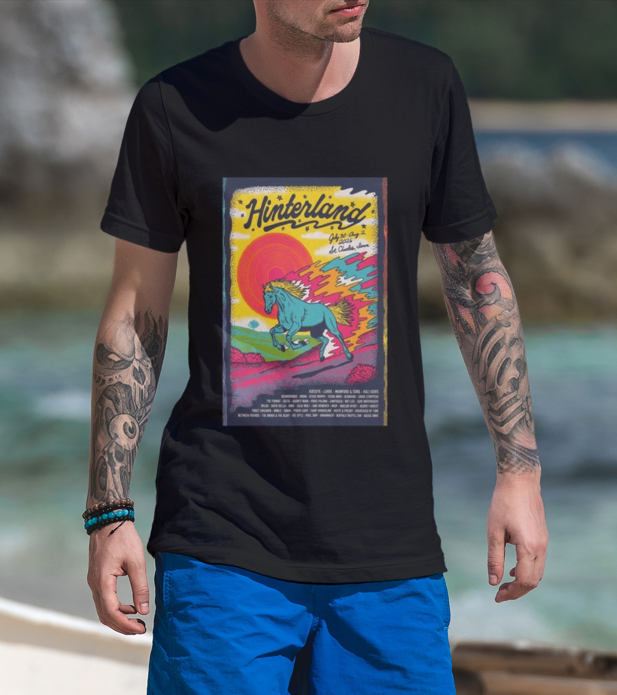 Hinterland Music Festival 2026 St. Charles Iowa July 30 August 2 Lineup Kaleidoscopic Horse T-Shirt