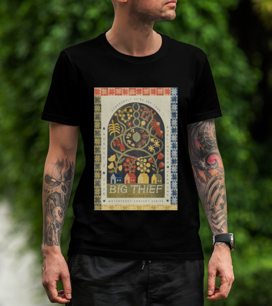 Big Thief Somersault Slide 360 Tour Burlington Vermont August 2 2026 Waterfront Concert Series T-Shirt