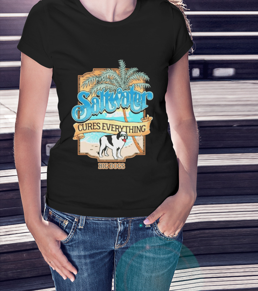 Saltwater Cures Everything Big Dogs Palm Beach Scene T-Shirt