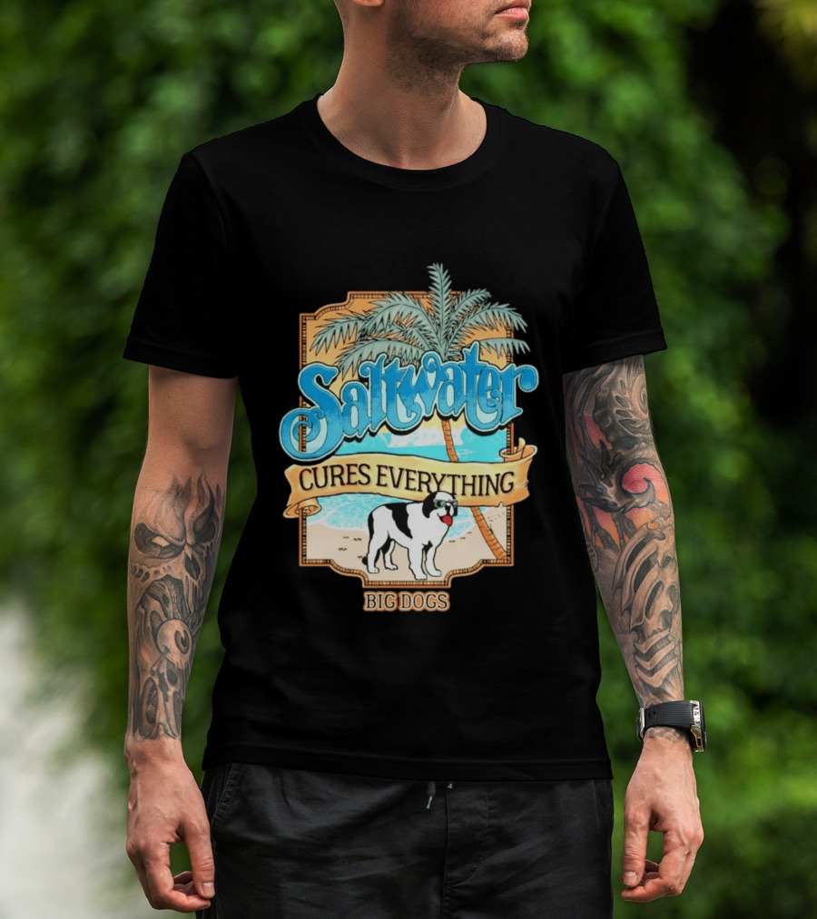 Saltwater Cures Everything Big Dogs Palm Beach Scene T-Shirt