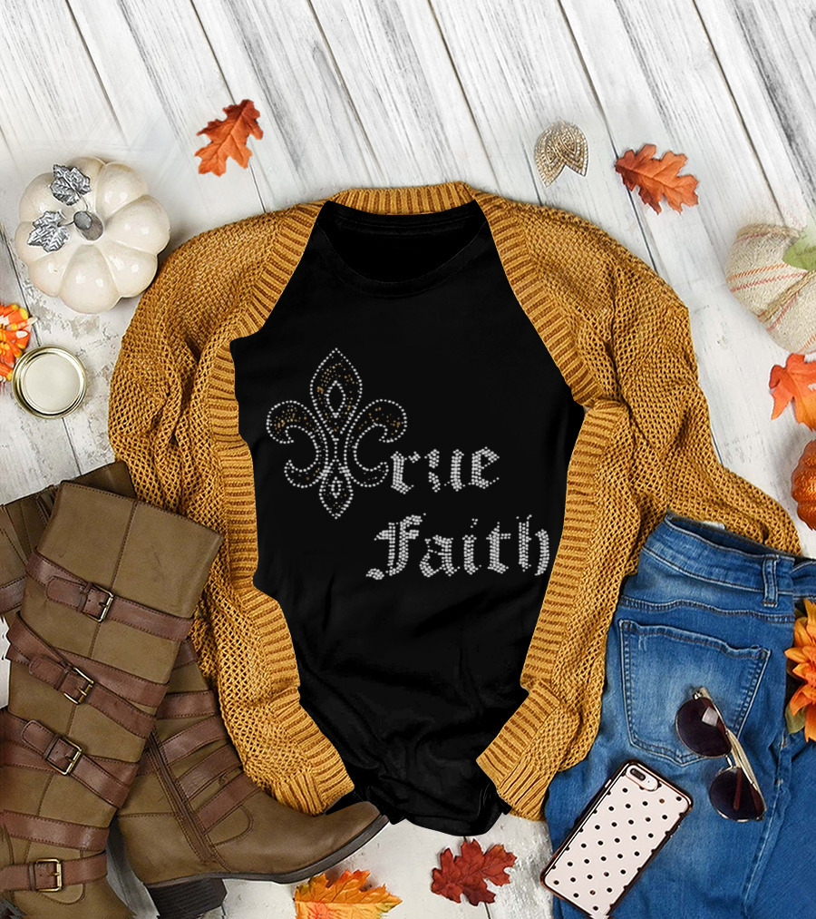 Crue Faith Fleur De Lis Rhinestone Ornament T-Shirt