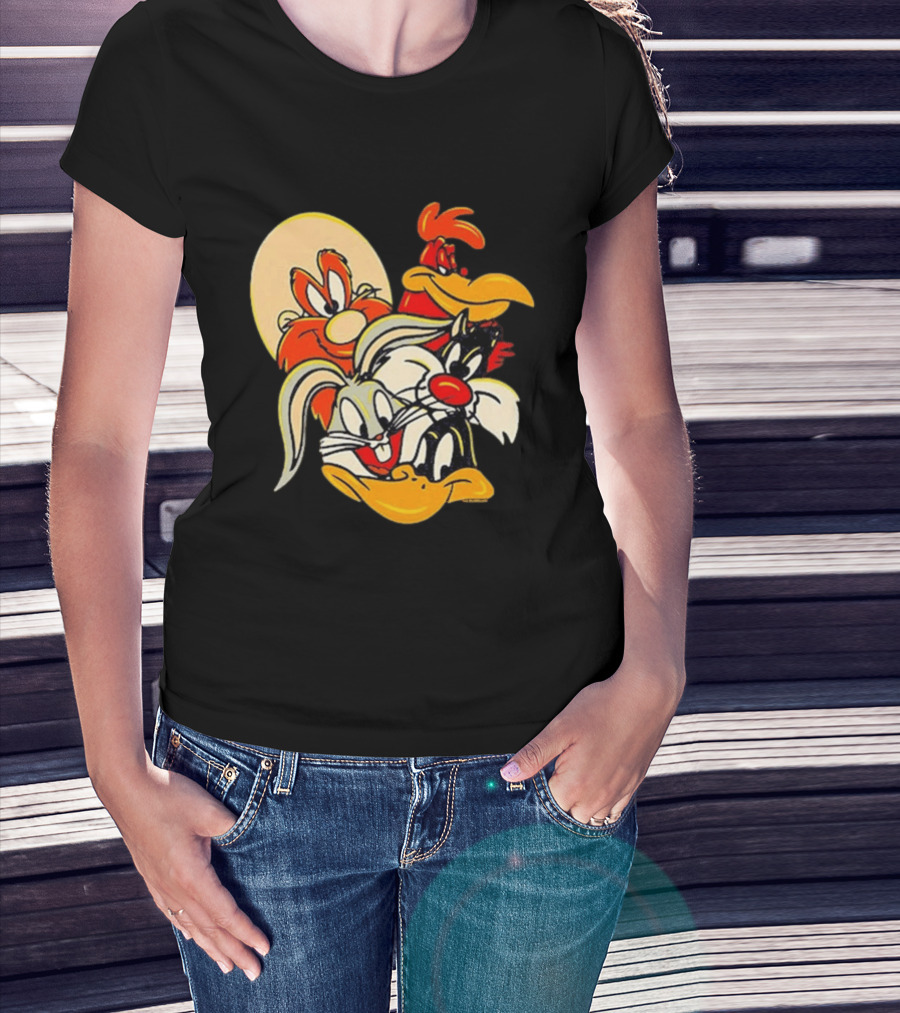 Looney Tunes Smiling Faces Bugs Bunny Sylvester Foghorn Leghorn Taz T-Shirt