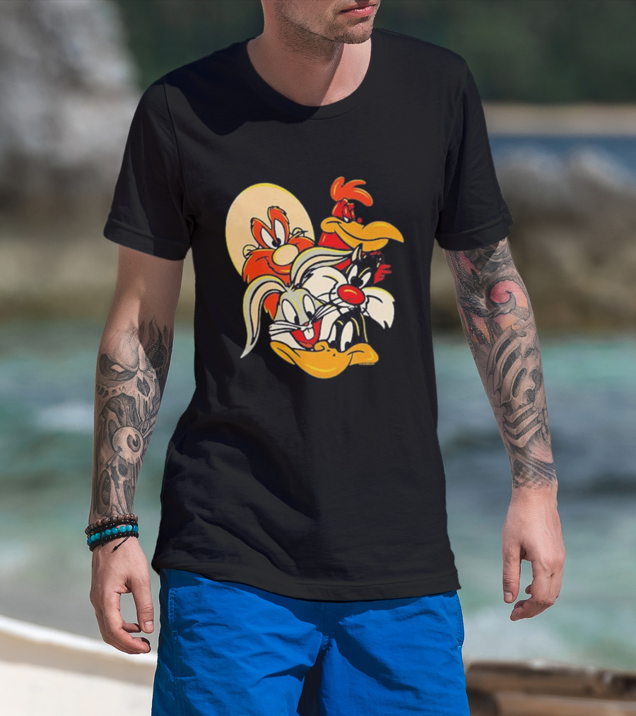 Looney Tunes Smiling Faces Bugs Bunny Sylvester Foghorn Leghorn Taz T-Shirt
