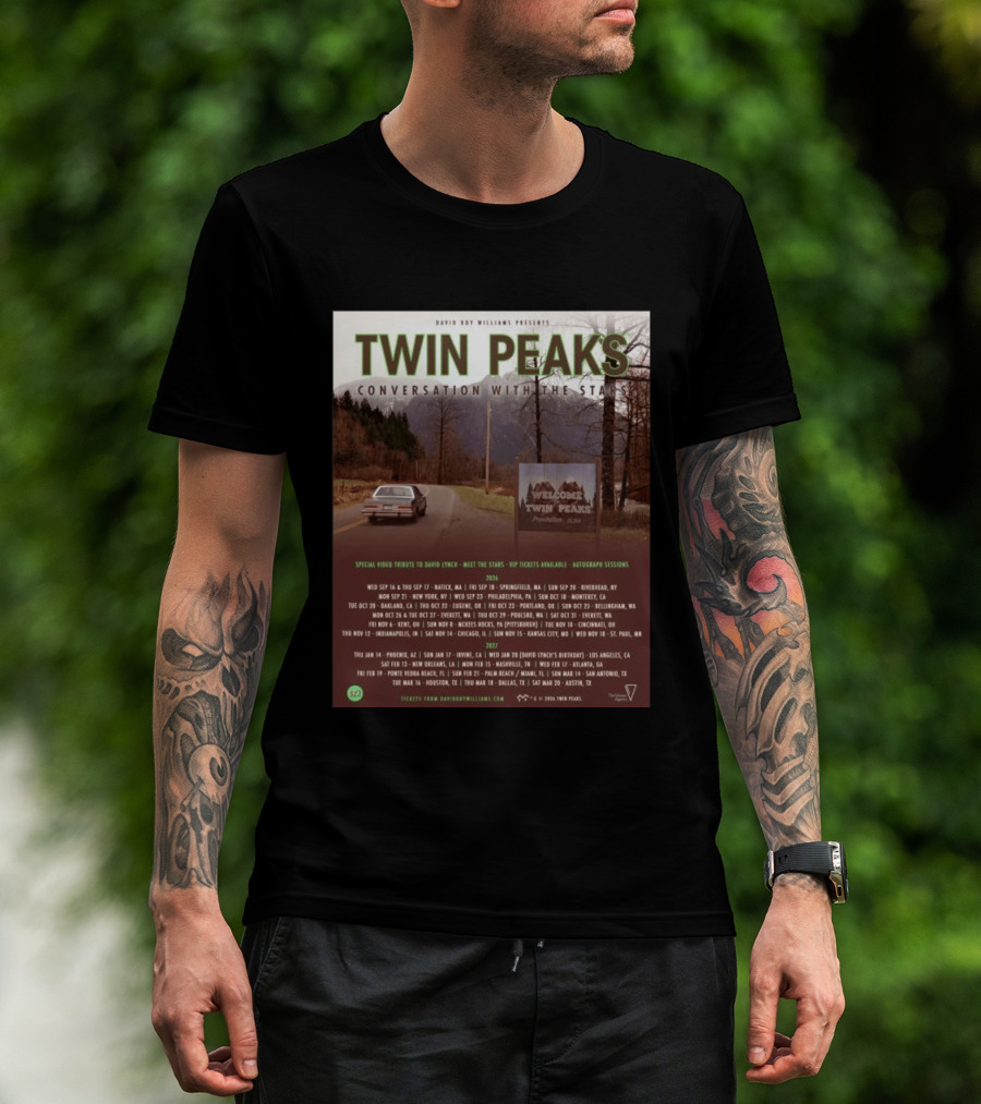 David Roy Williams Presents Twin Peaks Conversation With The Stars Tour Featuring Special Tribute To David Lynch 2023 2024 T-Shirt