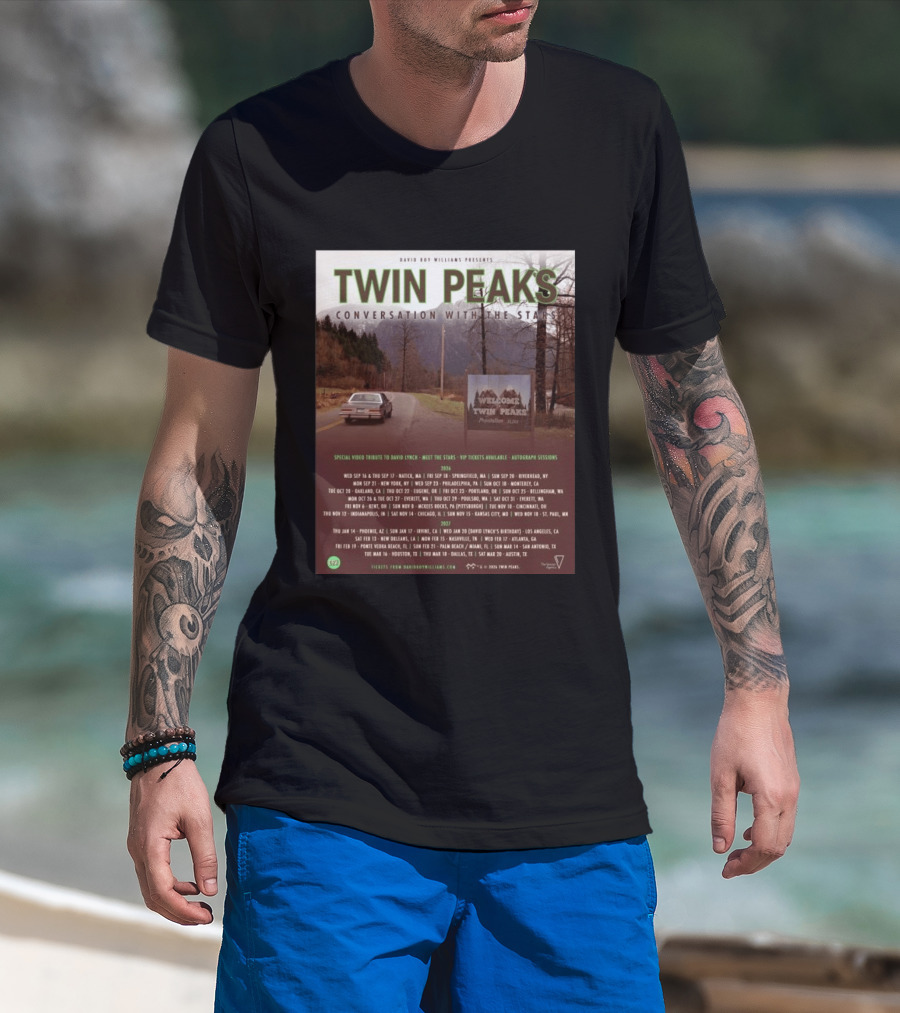 David Roy Williams Presents Twin Peaks Conversation With The Stars Tour Featuring Special Tribute To David Lynch 2023 2024 T-Shirt