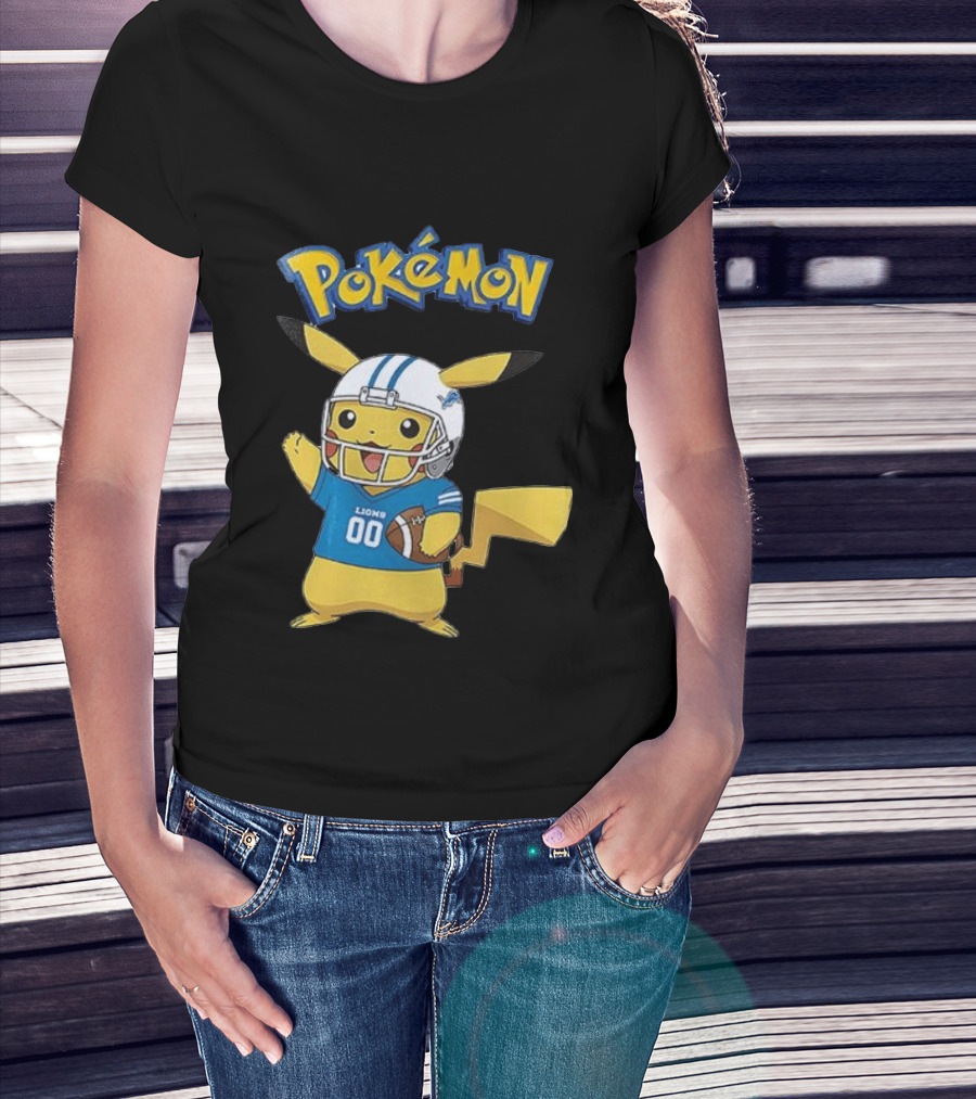 Detroit Lions Pokemon Pikachu Football Fan T-Shirt