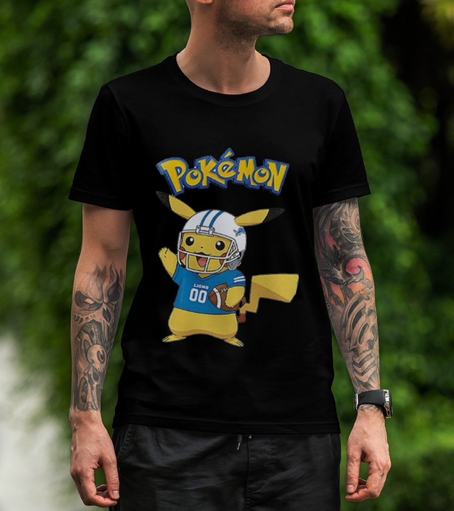 Detroit Lions Pokemon Pikachu Football Fan T-Shirt