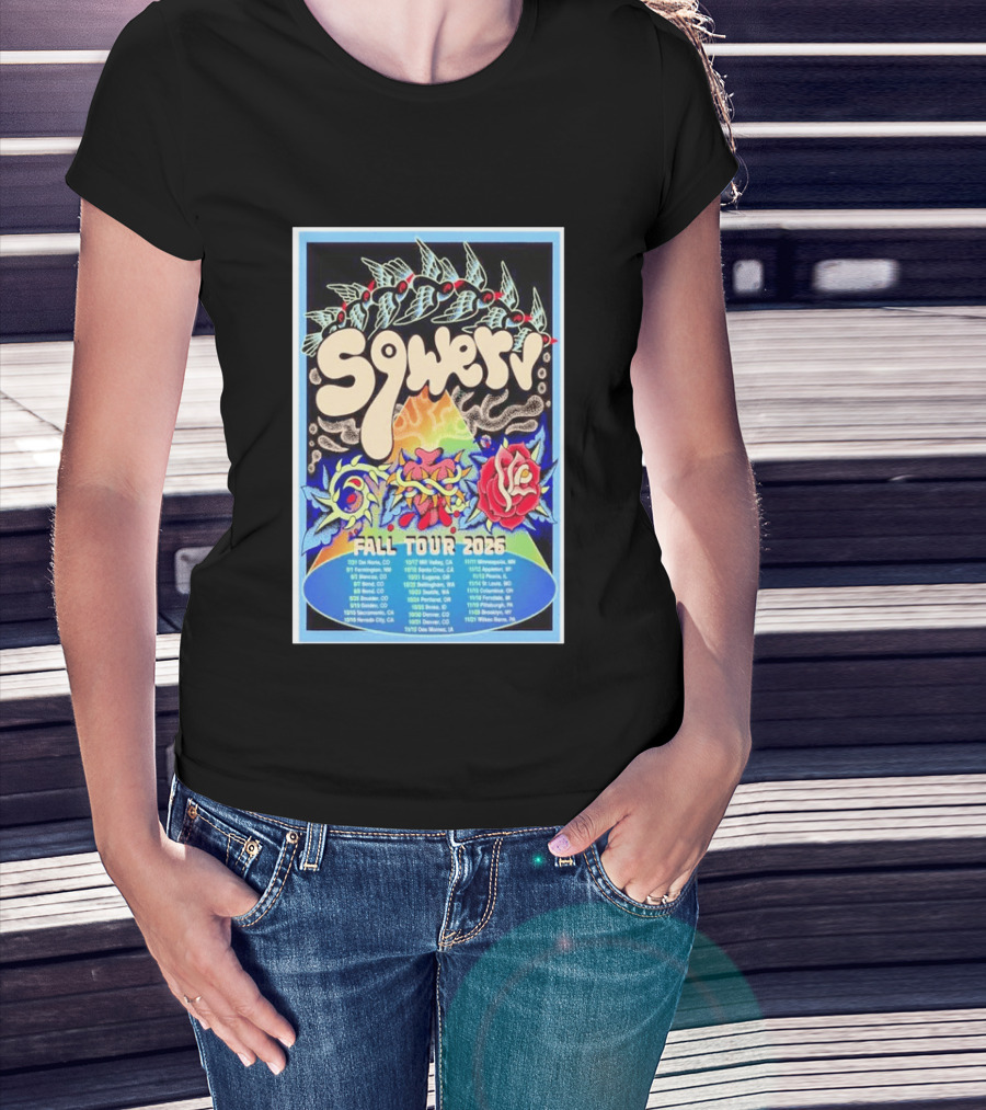 Squeaky Fall Tour 2026 Psychedelic With Rose And Leaf T-Shirt