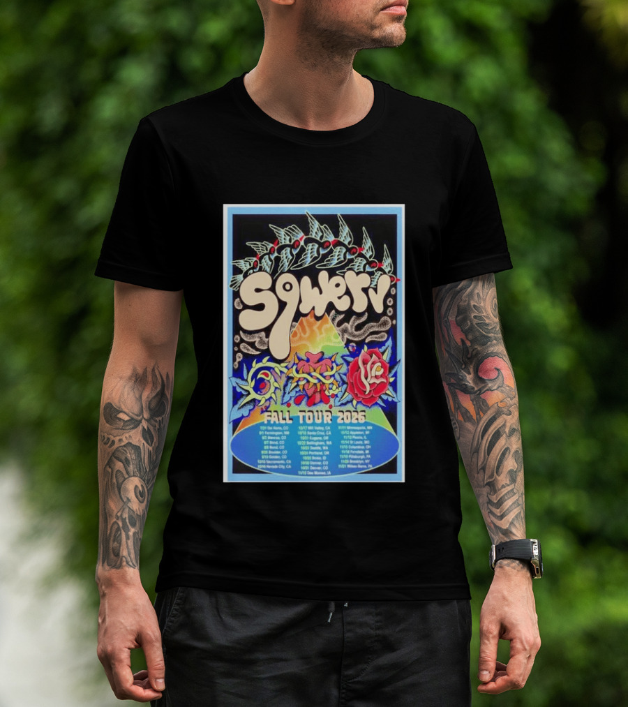 Squeaky Fall Tour 2026 Psychedelic With Rose And Leaf T-Shirt