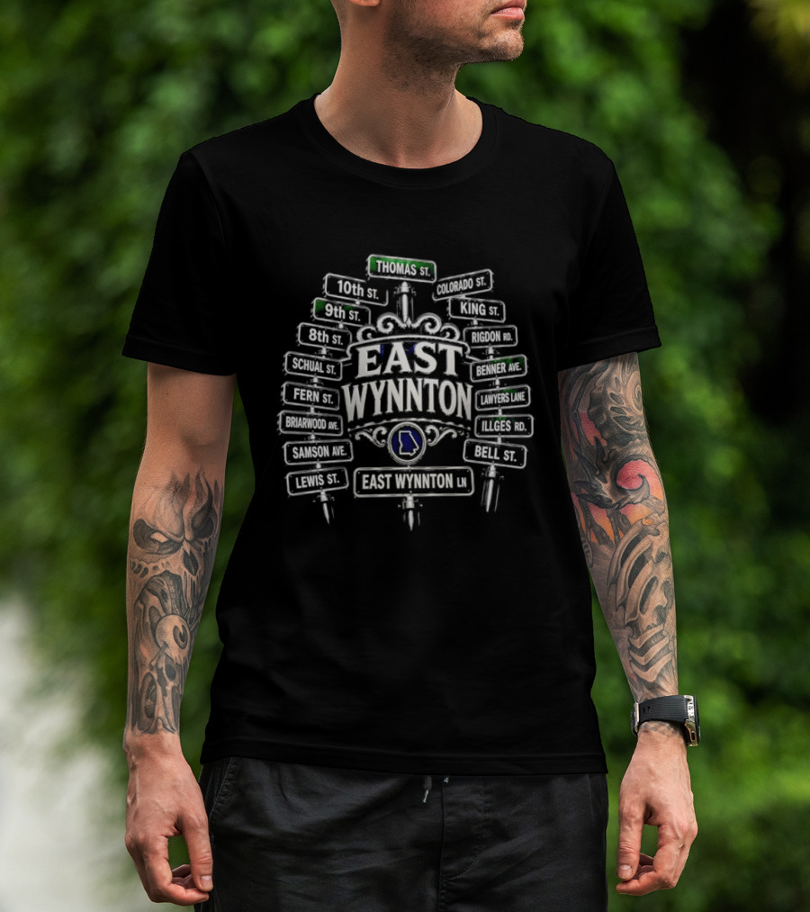 East Wynnton Intersection Street Signs Georgia Map Motif T-Shirt