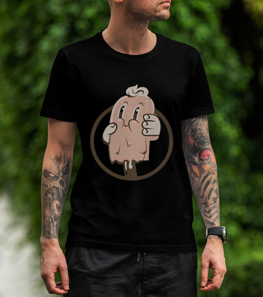 Melting Popsicle Cartoon Character With Circle T-Shirt