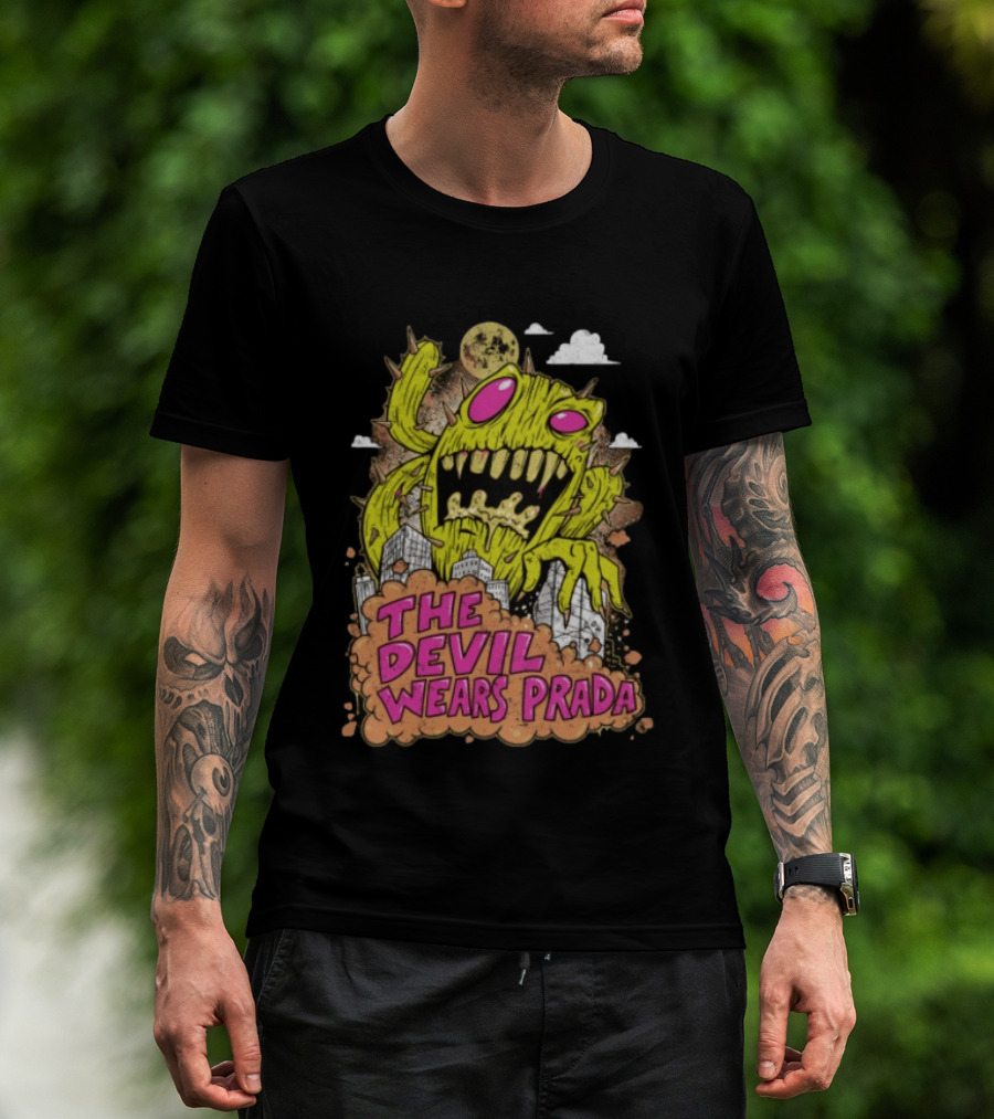 The Devil Wears Prada Cactuszilla Monster In Cityscape T-Shirt