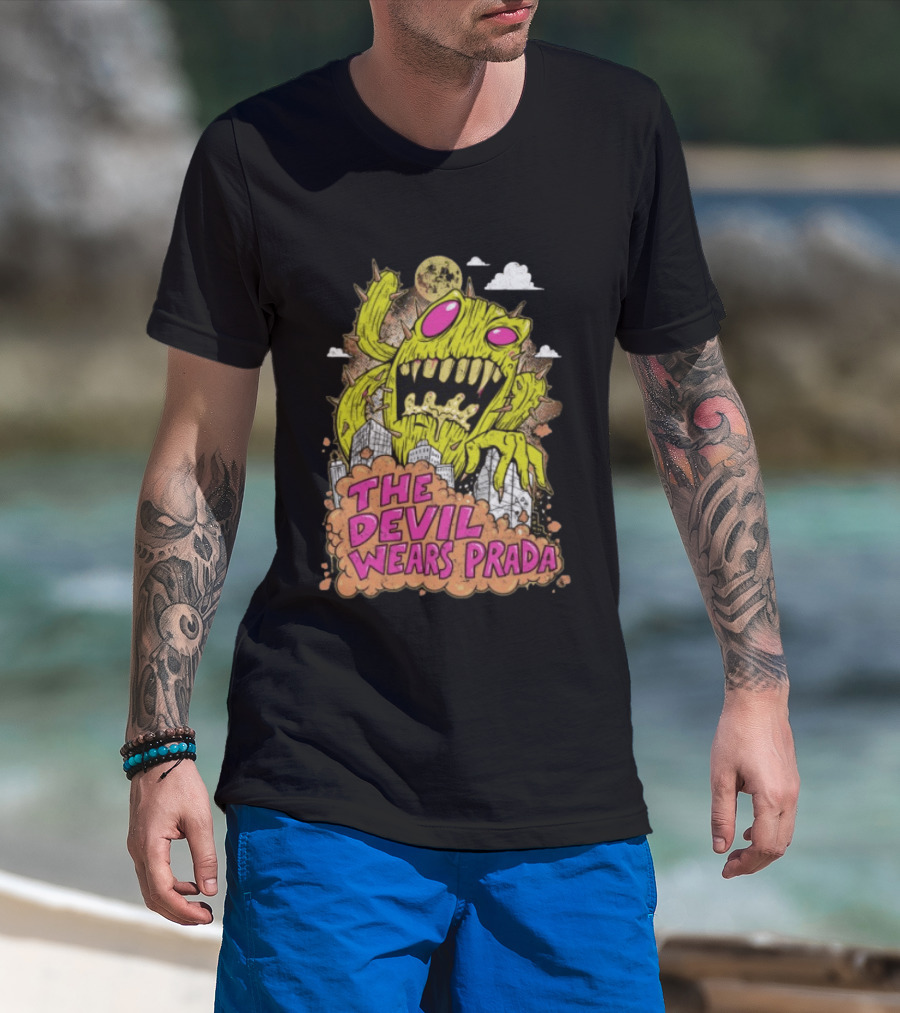 The Devil Wears Prada Cactuszilla Monster In Cityscape T-Shirt