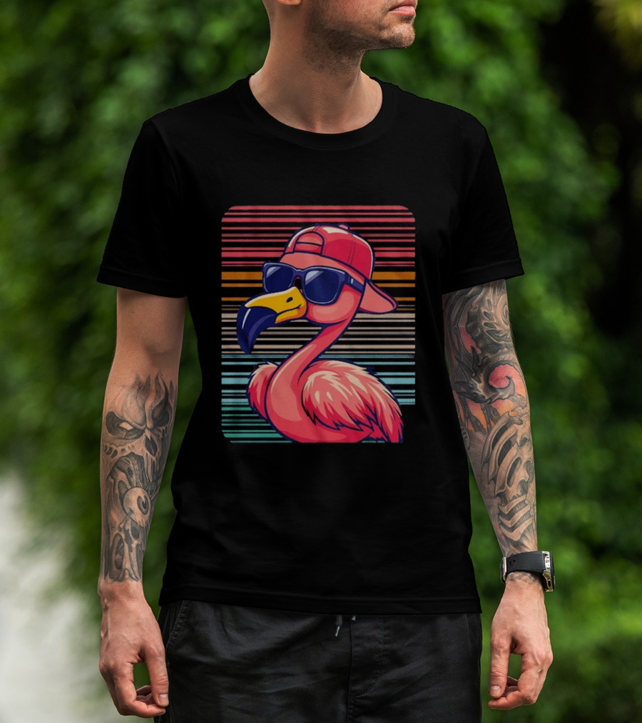 Flamingo Cool Vibes Sunglasses And Cap T-Shirt