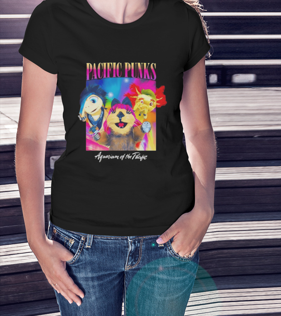 Pacific Punks Aquarium Of The Pacific Puppet Characters Colorful T-Shirt
