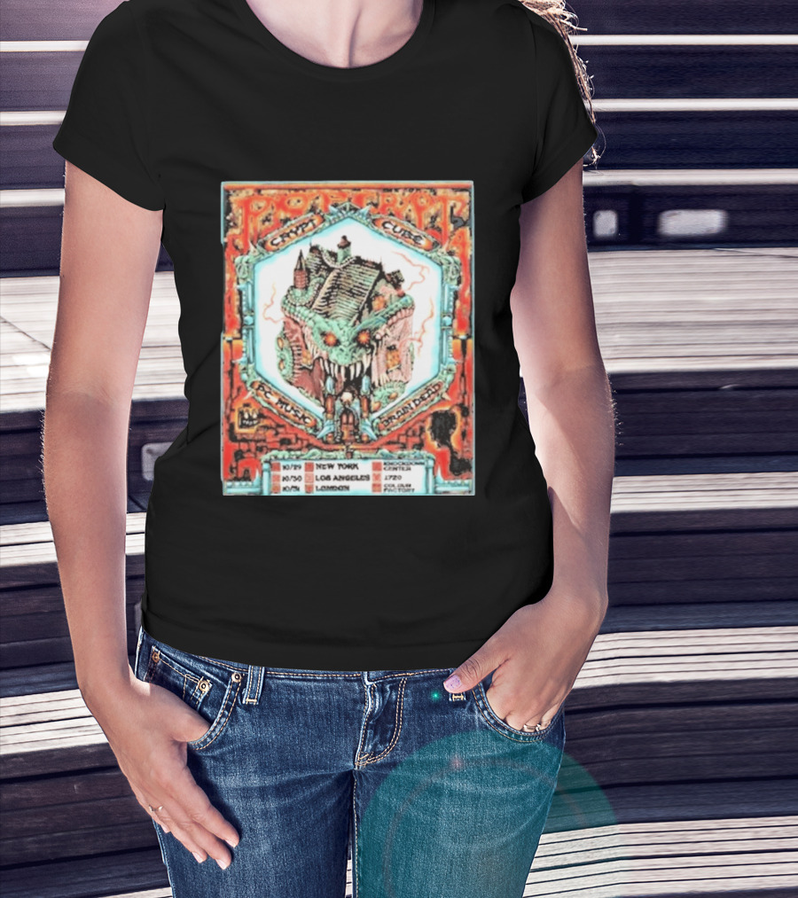 Pop Crypt Crypto Graphic Cube PC Music Brain Dead 2026 Tour New York Los Angeles London T-Shirt