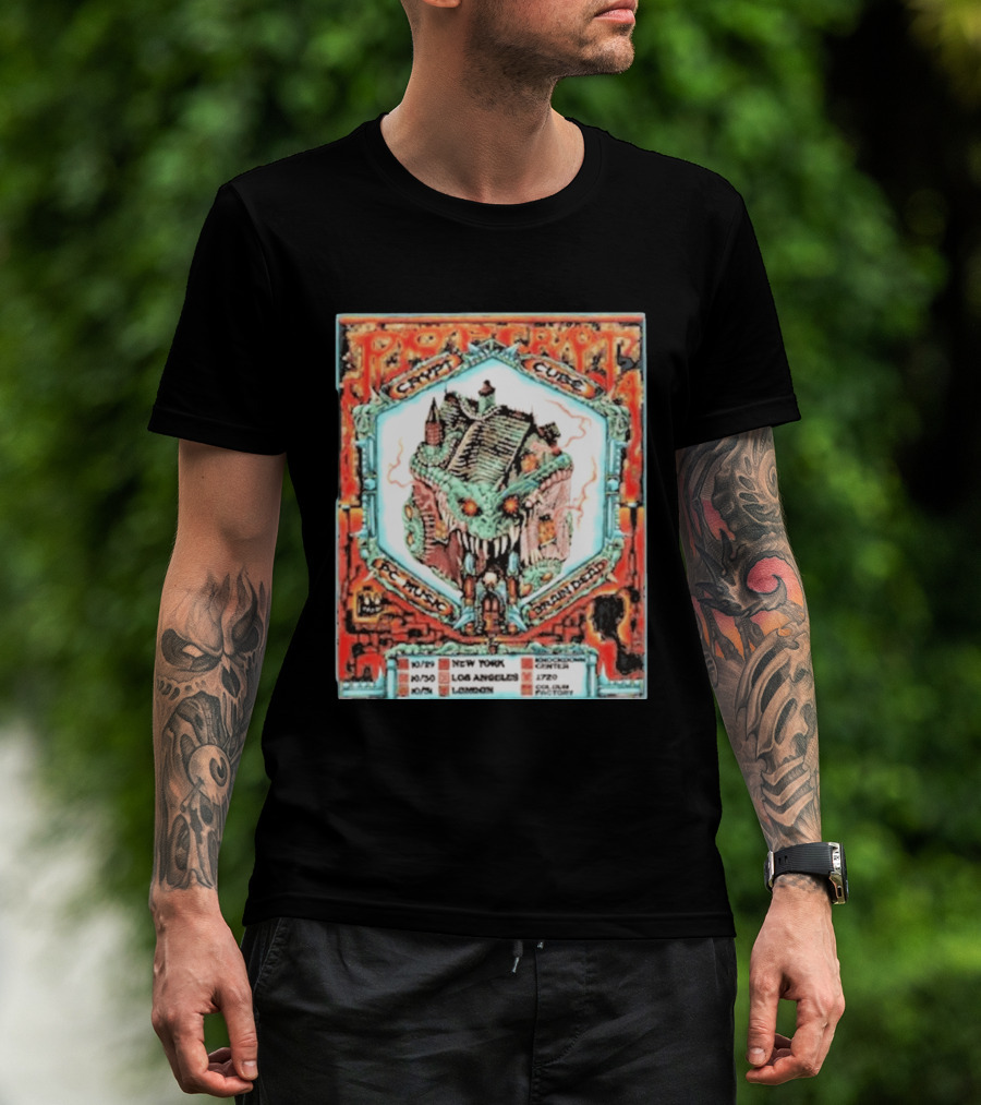 Pop Crypt Crypto Graphic Cube PC Music Brain Dead 2026 Tour New York Los Angeles London T-Shirt