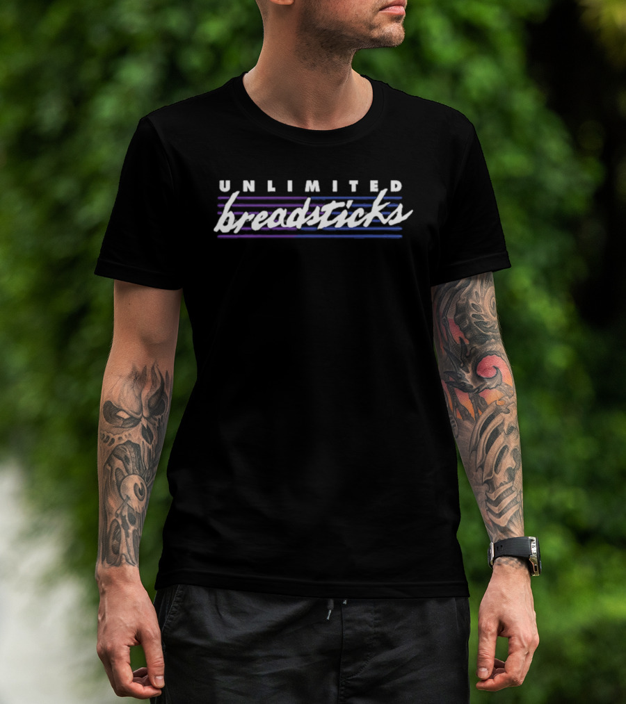 Unlimited Breadsticks Unsolved 2026 Purple Blue Stripes T-Shirt
