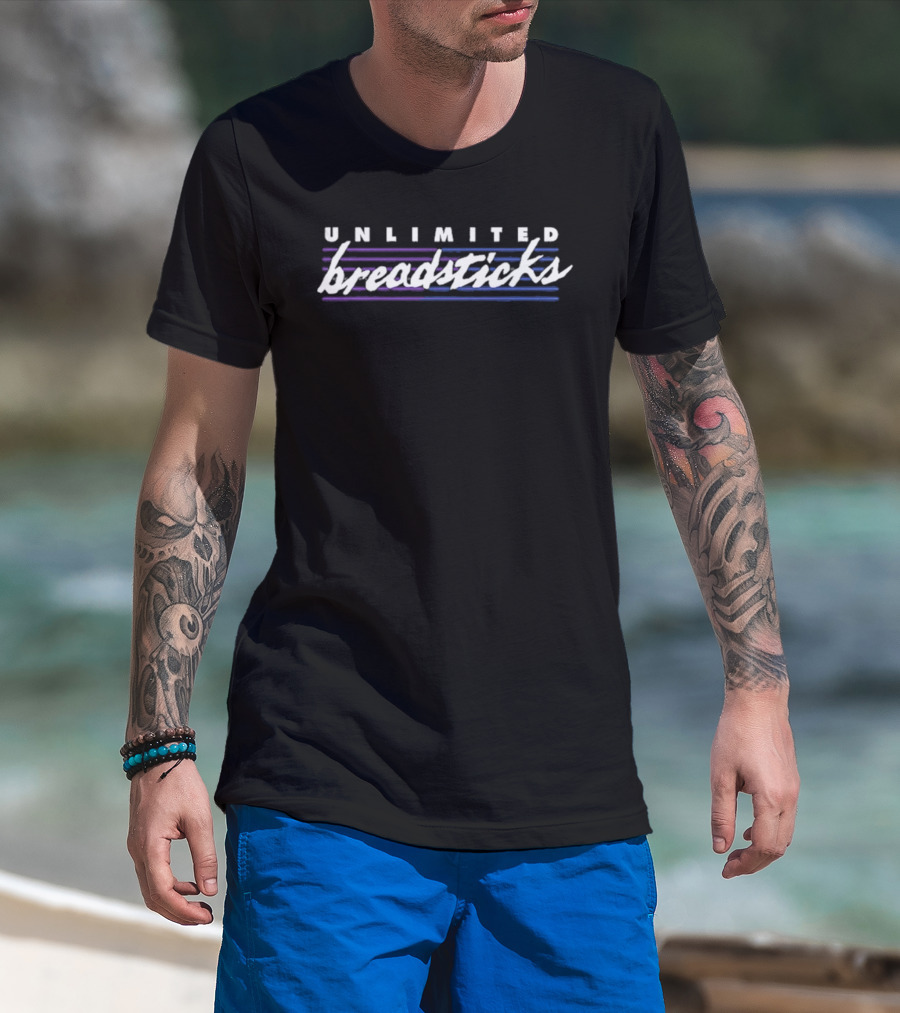 Unlimited Breadsticks Unsolved 2026 Purple Blue Stripes T-Shirt