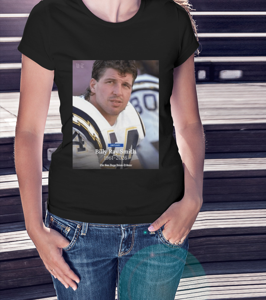 Billy Ray Smith 1961 2026 San Diego Chargers Obituary Tribute San Diego Union Tribune T-Shirt