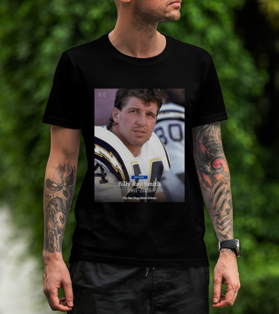 Billy Ray Smith 1961 2026 San Diego Chargers Obituary Tribute San Diego Union Tribune T-Shirt