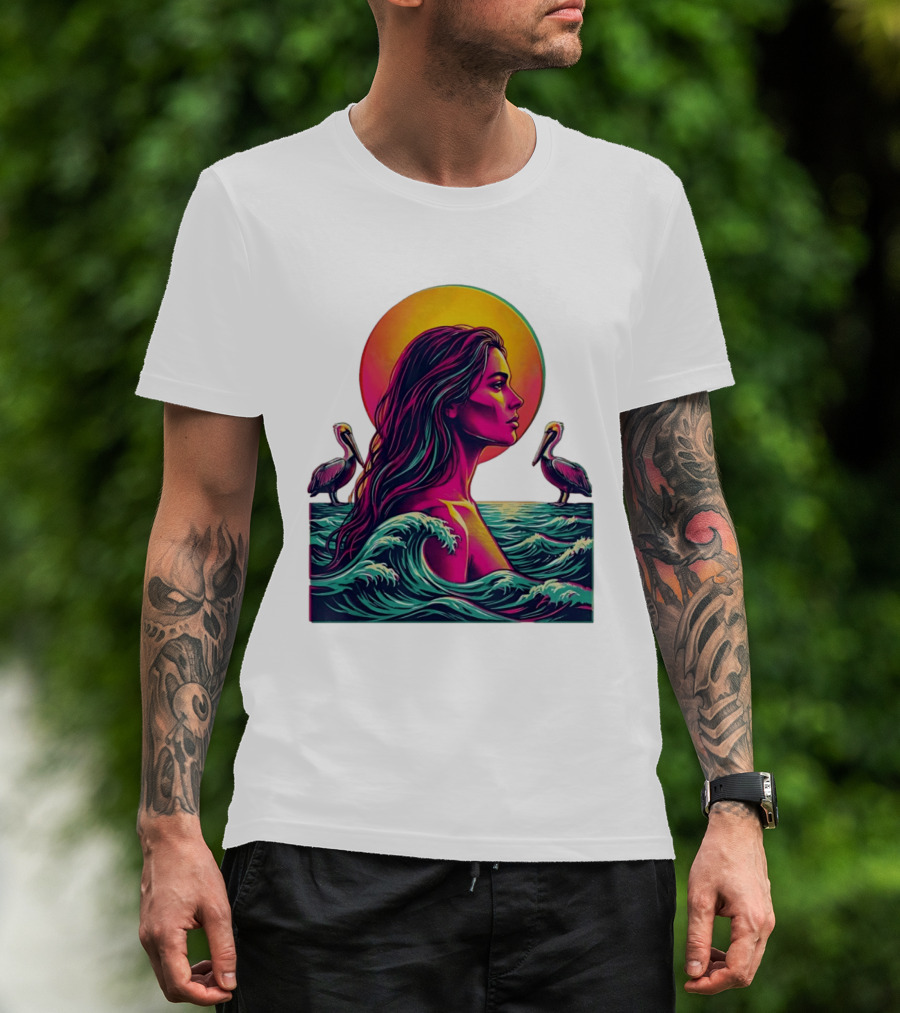 Gulf Coast Sunset Pelican Waves Woman T-Shirt