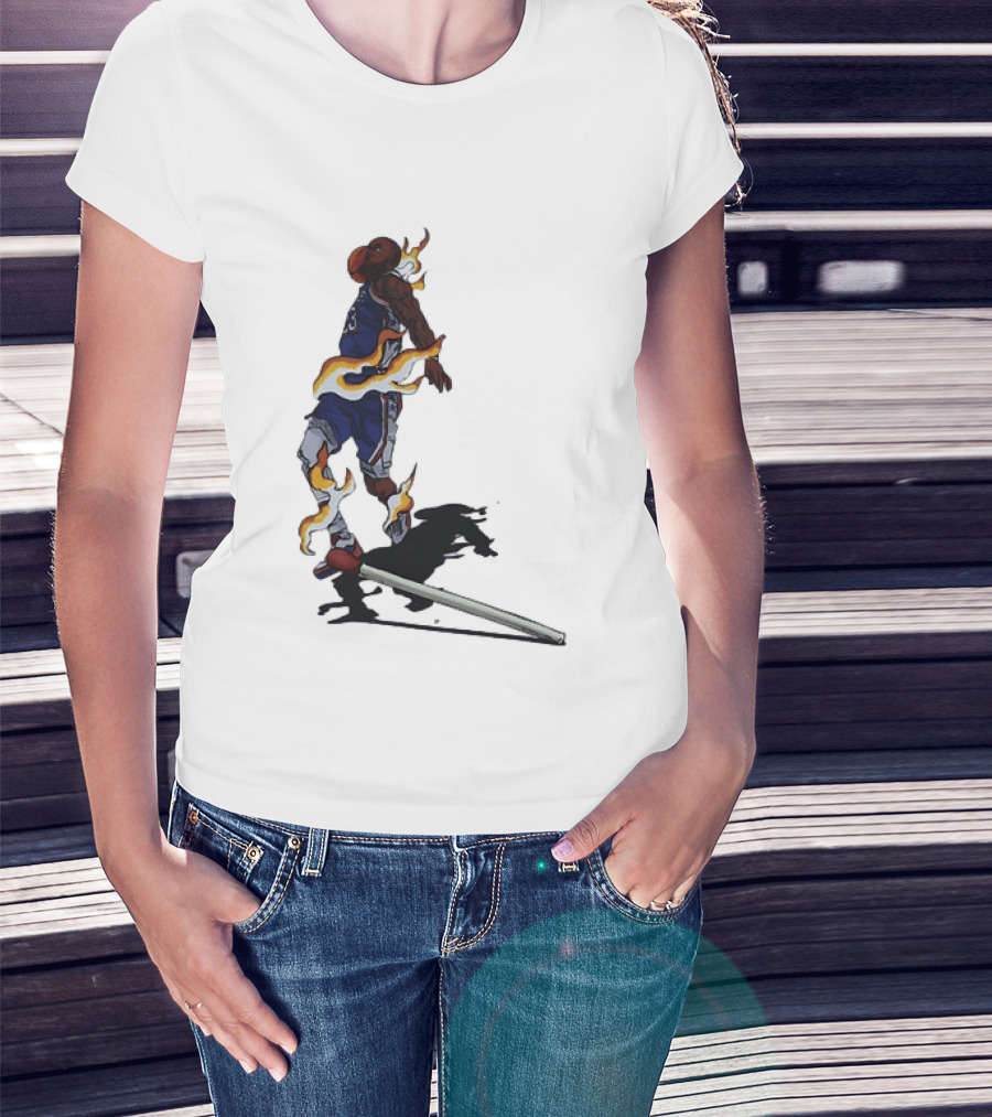 LeBron James Basketball Player Fiery Dunk Match Stick T-Shirt