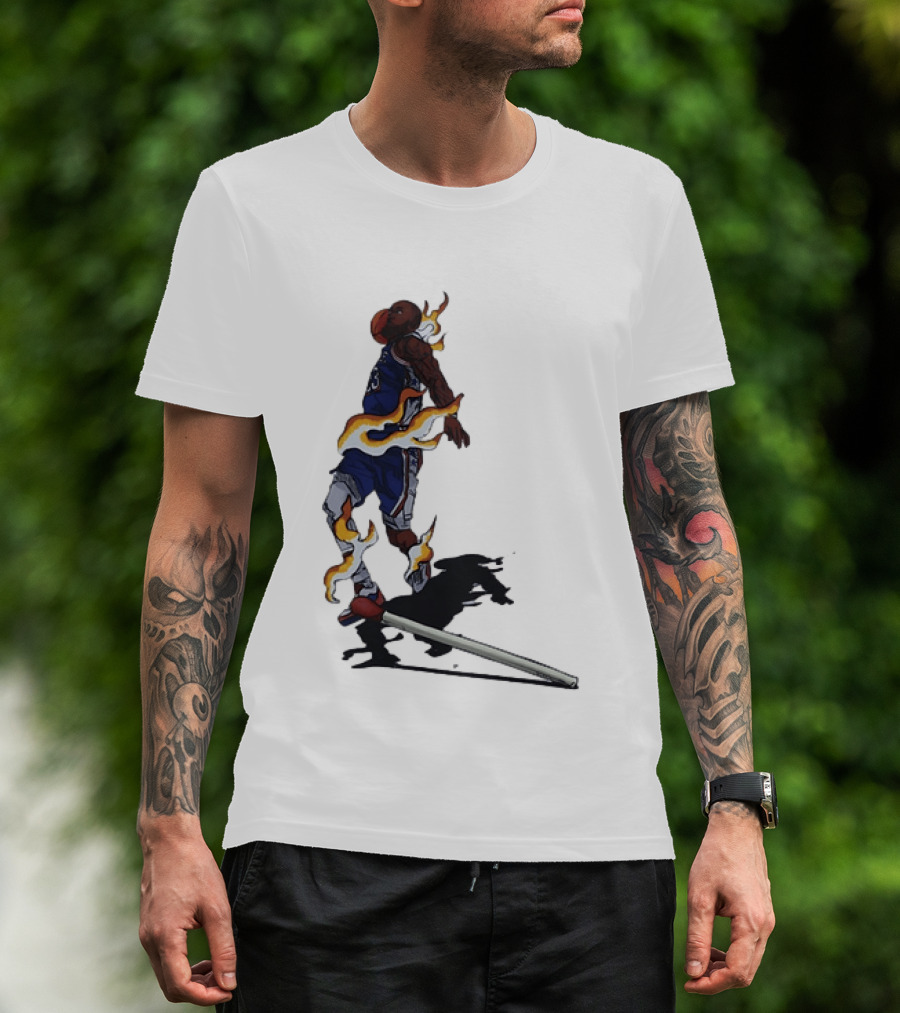 LeBron James Basketball Player Fiery Dunk Match Stick T-Shirt