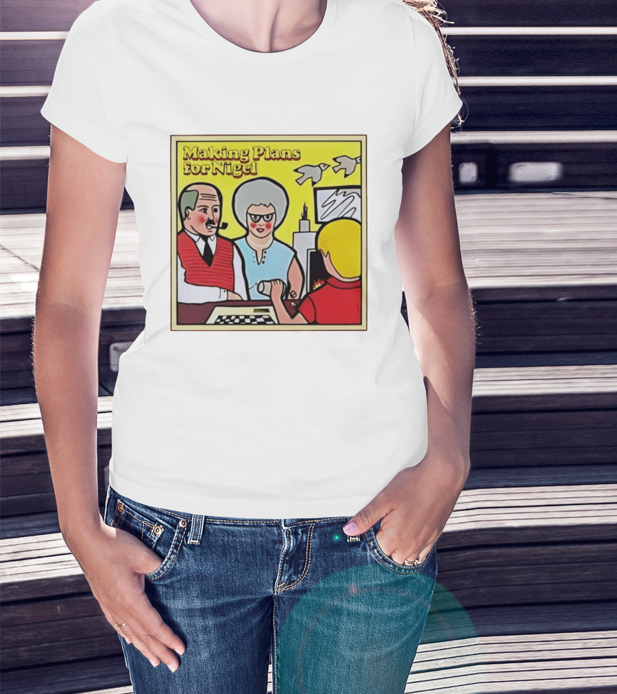 Making Plans For Nigel XTC New Wave English Rock Scene Yellow Background Birds Family T-Shirt
