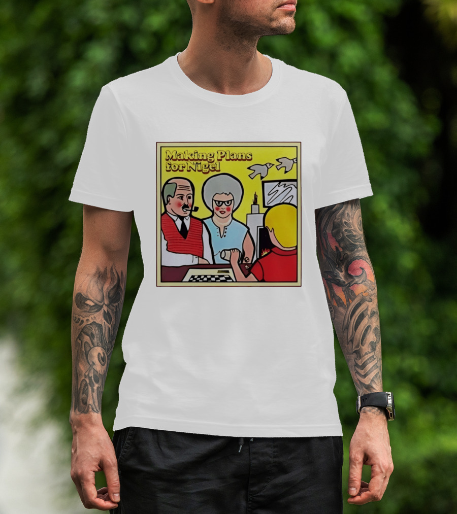 Making Plans For Nigel XTC New Wave English Rock Scene Yellow Background Birds Family T-Shirt