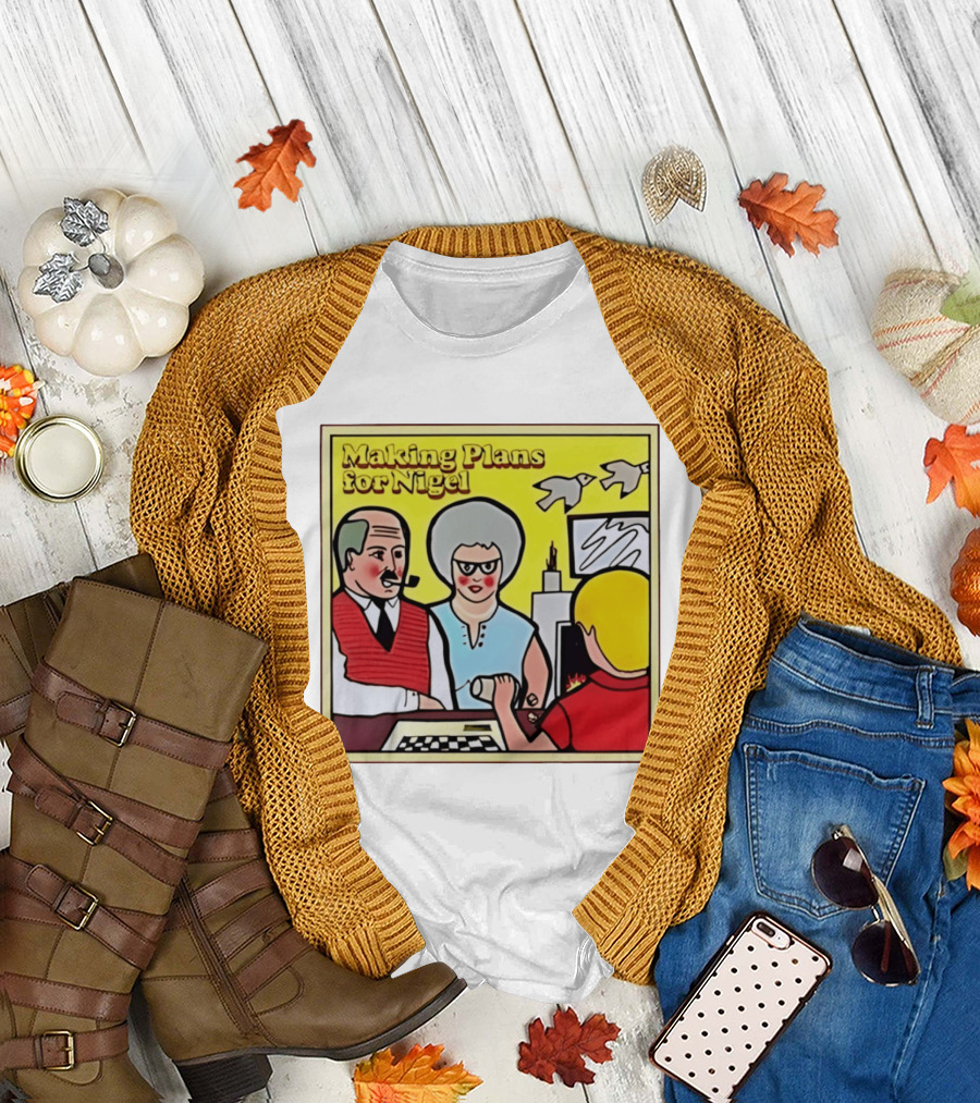 Making Plans For Nigel XTC New Wave English Rock Scene Yellow Background Birds Family T-Shirt